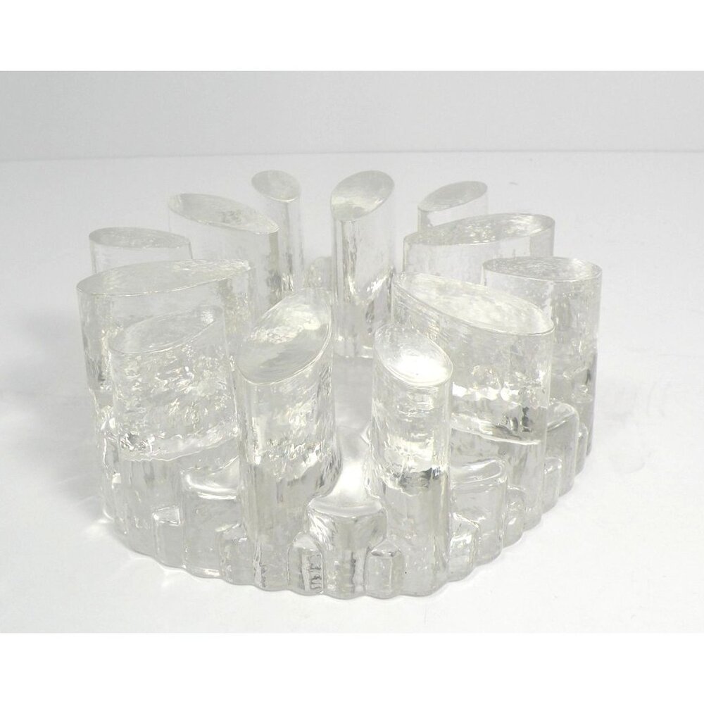 Mid-Century Modern Glasdesign George Shutte Vintage Heavy Clear Glass Trivet Hot